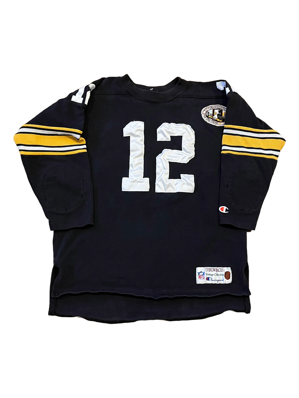 RARE Vtg Champion Throwbacks Coll. Terry Bradshaw #12 Sweatshirt Jersey Sewn XL